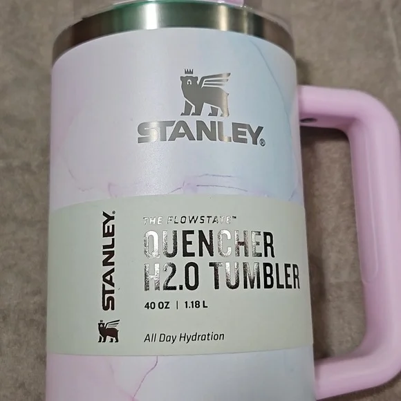 Stanley 40 oz Stainless Steel H2.0 flows tates Quencher Tumbler Watercolor Tulle - Picture 9 of 9